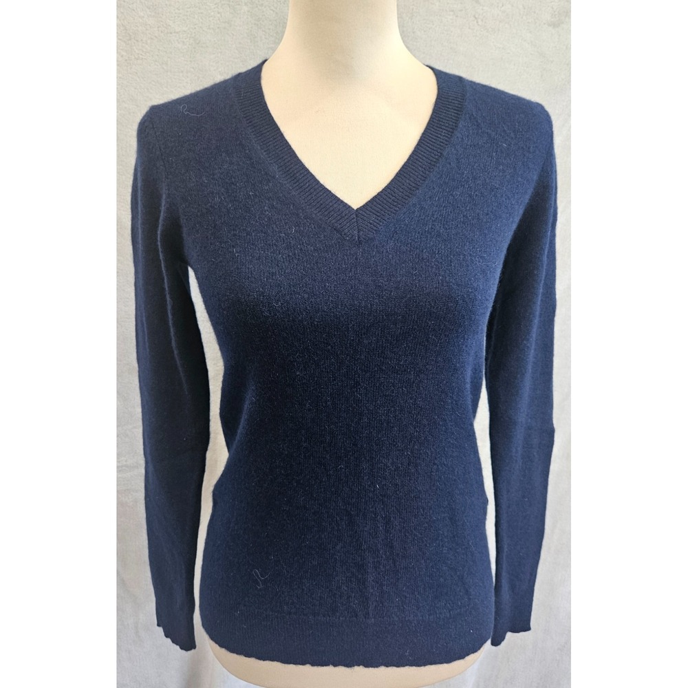 Charter Club Sweater Womens XS Blue 100% Cashmere V Neck 2 Ply Knit Pullover